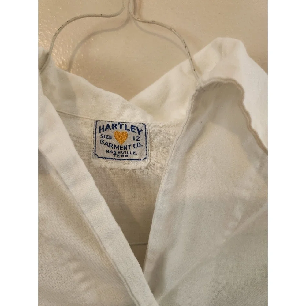 Vintage Hartley Garment Company Dress White Size 12 Button Up Belted Uniform